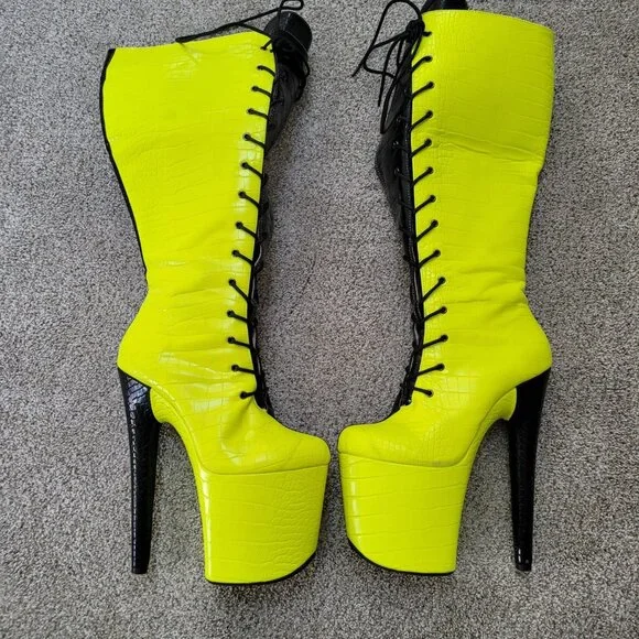 Used - Hella Heels Limited Edition Snapped - Black/Neon US 9 / EU 40 - Picture 3 of 12